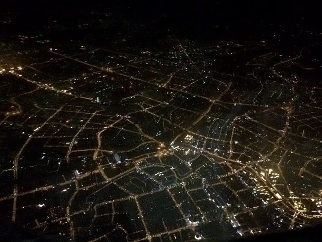 空から見た北京の夜景
